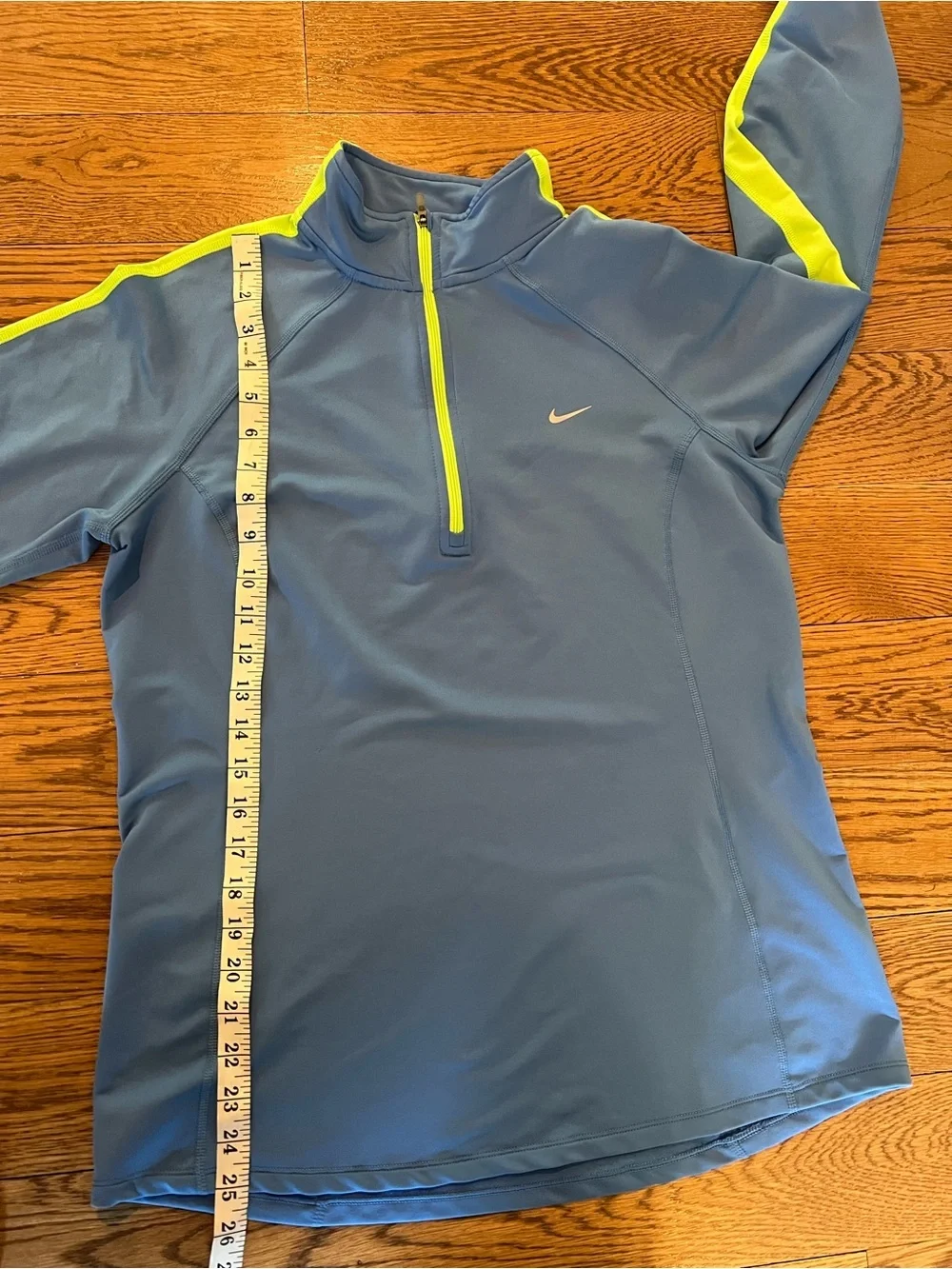 Nike Blue Half-Zip Dri-FIT Pullover with Lime Stripe